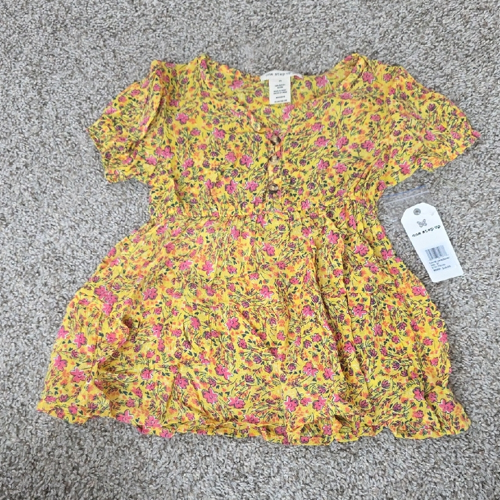 Floral Yellow and Pink Kids Dress
